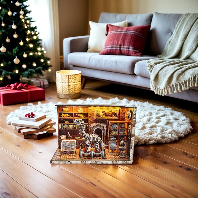 DIY Miniature Dinosaur Puzzle Kit, 3D Wooden Puzzles for Adults, DIY Miniature Dollhouse Booknook Kits for Adults and Teens, Prehistoric World Diorama, Built-in LED Model Kit Hobby Gifts - Image 5